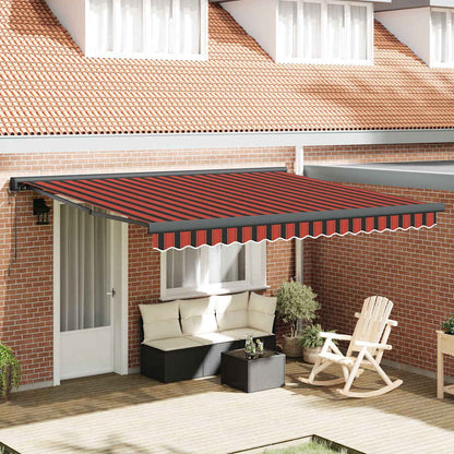 Retractable Awning Orange and brown 400 x 300 cm Fabric, Metal