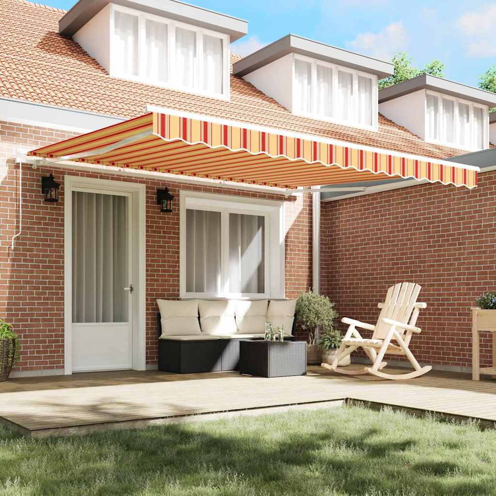 Retractable Awning Yellow and orange 400 x 300 cm Polyester