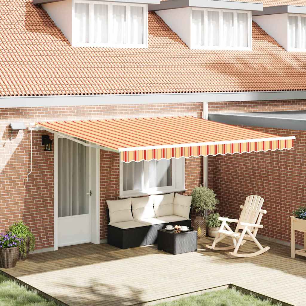 Retractable Awning with Yellow and orange 400 x 300 cm Fabric