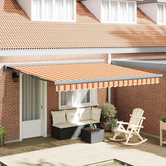 Retractable Awning Yellow and orange 400 x 300 cm Fabric, Metal