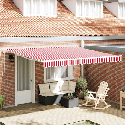 Retractable Awning Red and white 400 x 300 cm Polyester