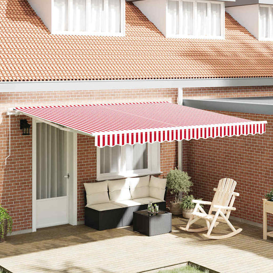 Retractable Awning Red and white 400 x 300 cm Polyester