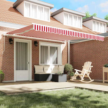 Retractable Awning Red and white 400 x 300 cm Polyester
