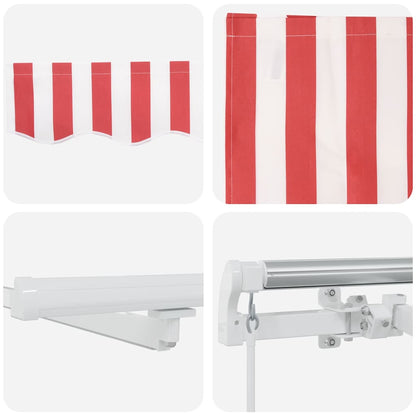 Retractable Awning with Red and white 400 x 300 cm Fabric
