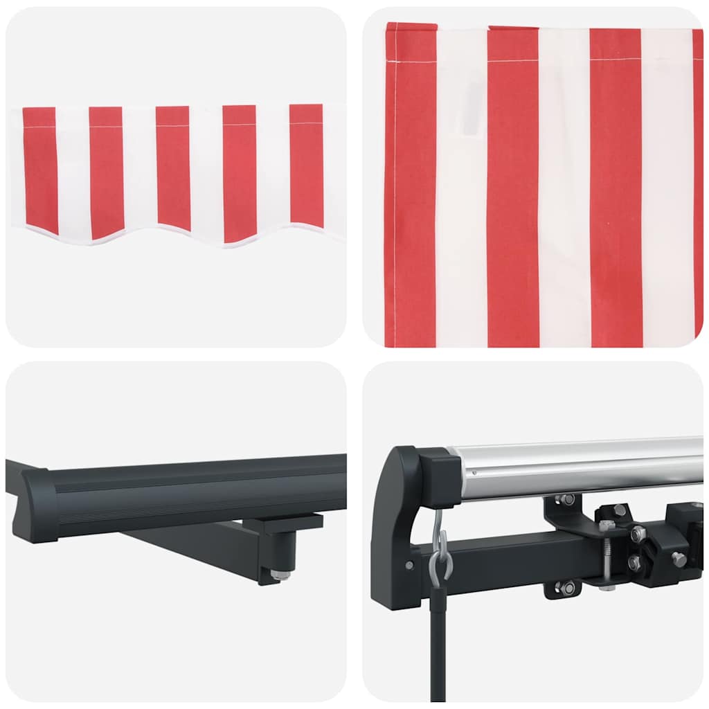 Retractable Awning Manual Red and white 400 x 300 cm Fabric