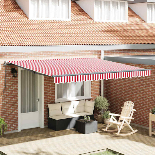 Retractable Awning Manual Red and white 400 x 300 cm Fabric