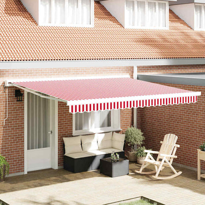 Retractable Awning Red and White 400 x 300 cm Fabric and Metal