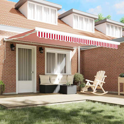 Retractable Awning Red and White 400 x 300 cm Fabric and Metal