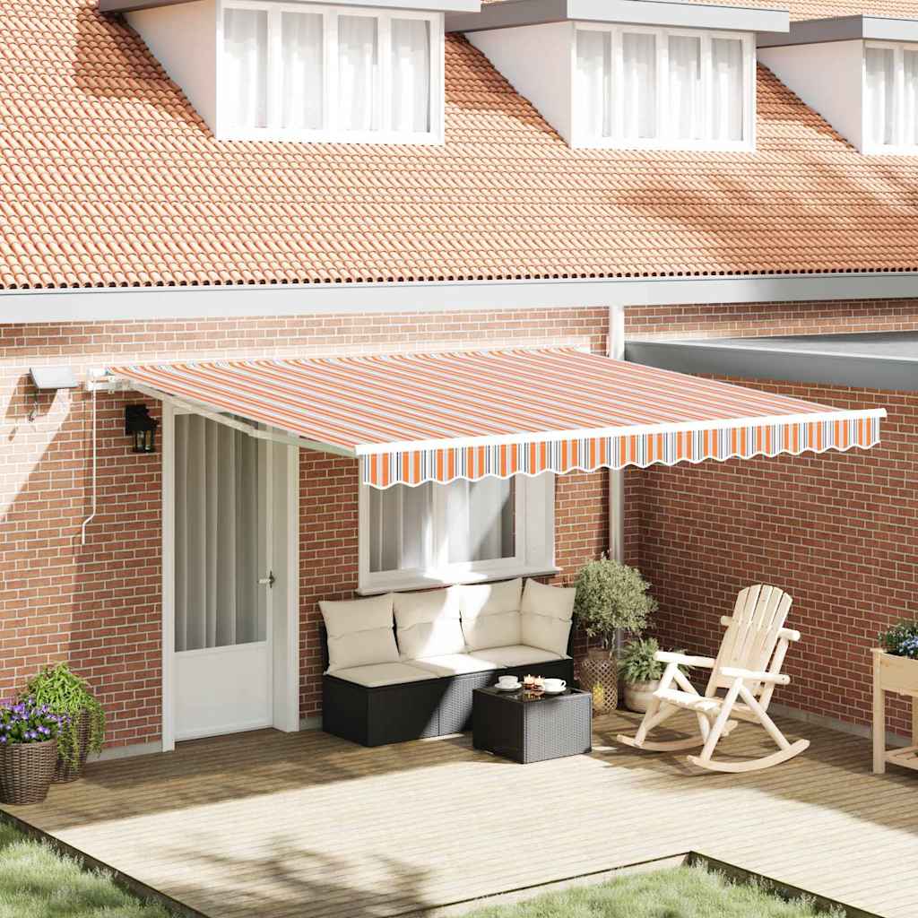 Retractable Awning with Manual Multicolour 400 x 300 cm Fabric