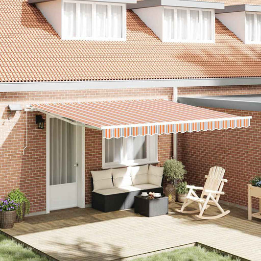 Retractable Awning with Manual Multicolour 400 x 300 cm Fabric