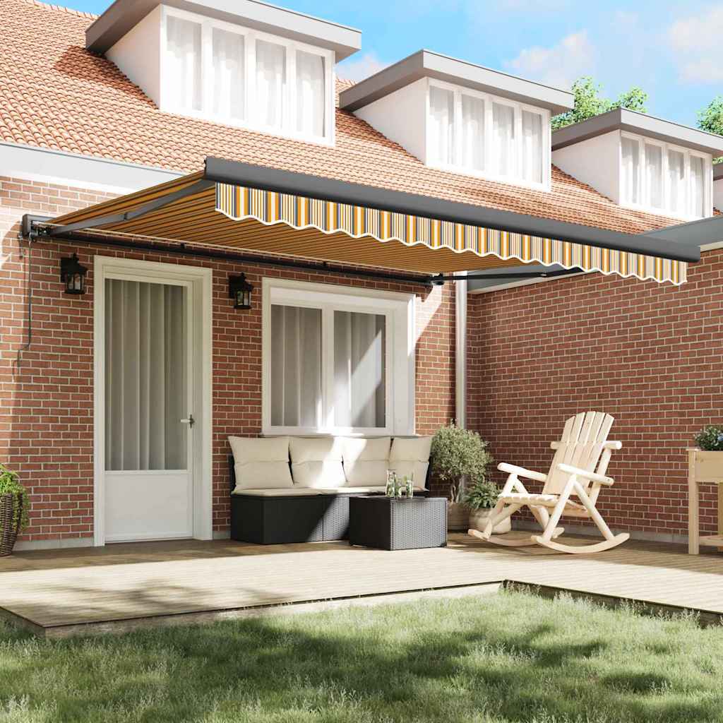 Retractable Awning Multicolour 400 x 300 cm Fabric, Metal