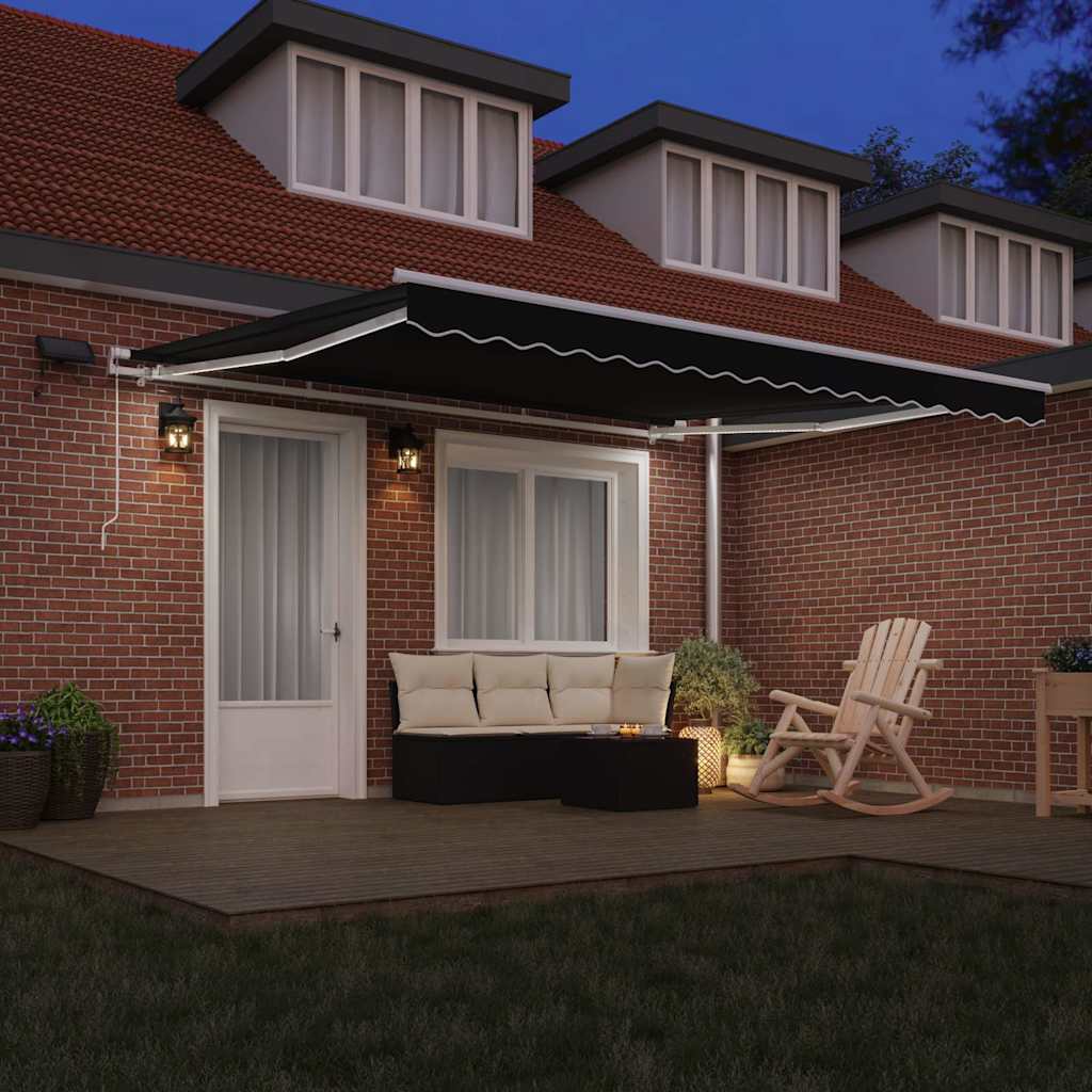 Retractable Awning with Manual Black 400 x 300 cm Fabric