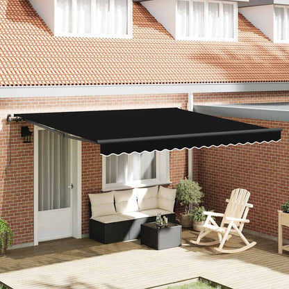 Retractable Awning Manual Black 400 x 300 cm Fabric