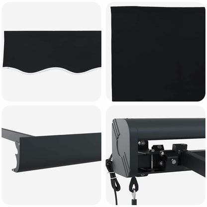 Retractable Awning Manual Black 400 x 300 cm Fabric, Metal