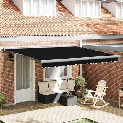 Retractable Awning Manual Black 400 x 300 cm Fabric, Metal