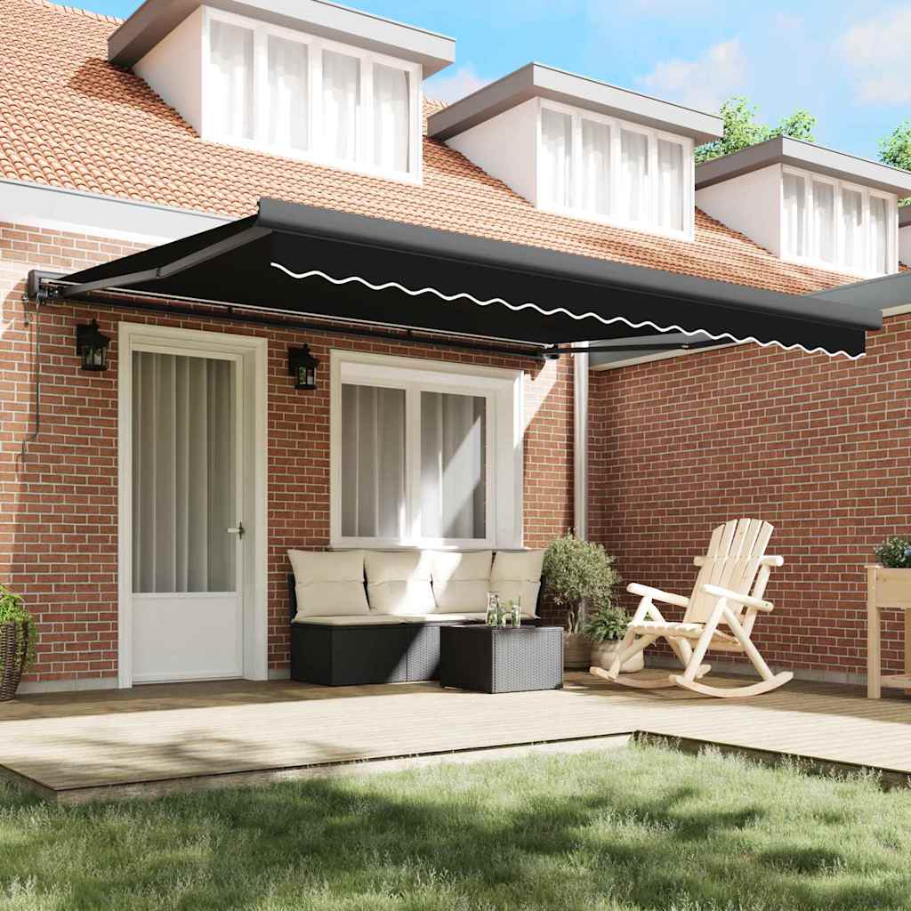 Retractable Awning Manual Black 400 x 300 cm Fabric, Metal