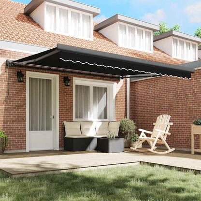Retractable Awning Manual Black 400 x 300 cm Fabric, Metal