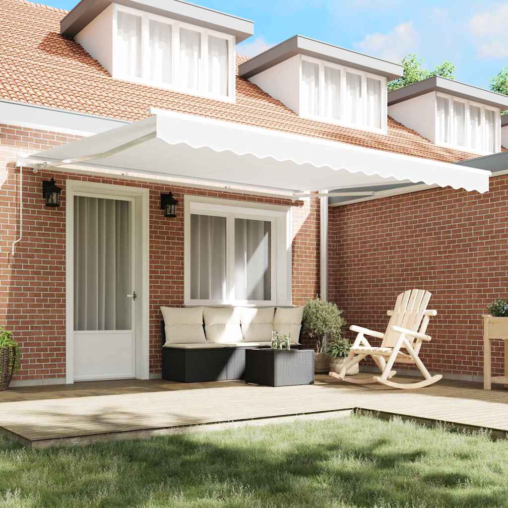 Retractable Awning White 400 x 300 cm Polyester