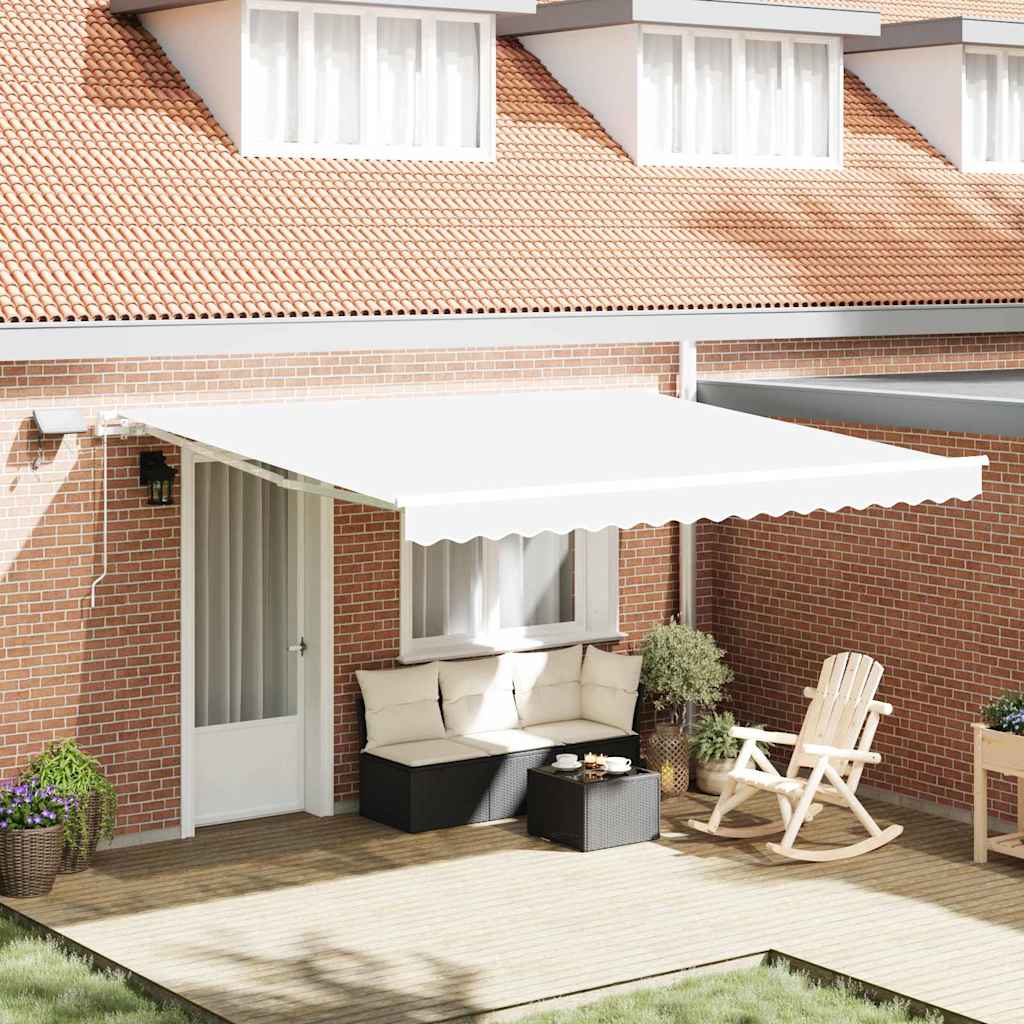 Retractable Awning with Manual White 400 x 300 cm Fabric