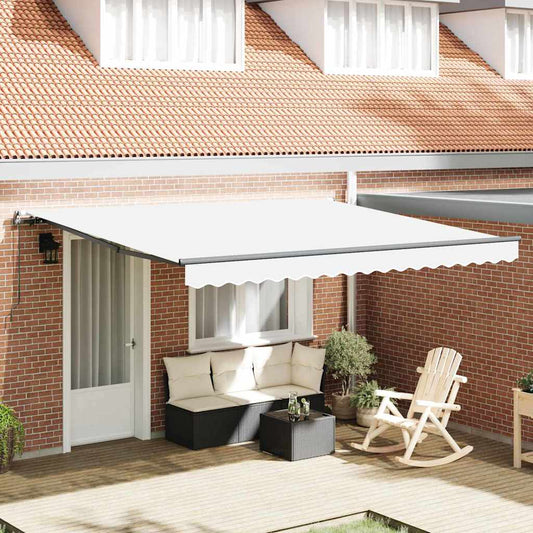 Awning Manual White 400 x 300 cm Fabric