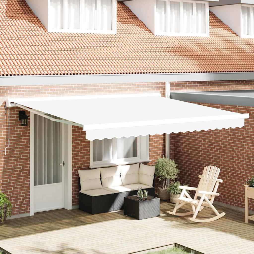 Retractable Awning White 400 x 300 cm Fabric and Metal