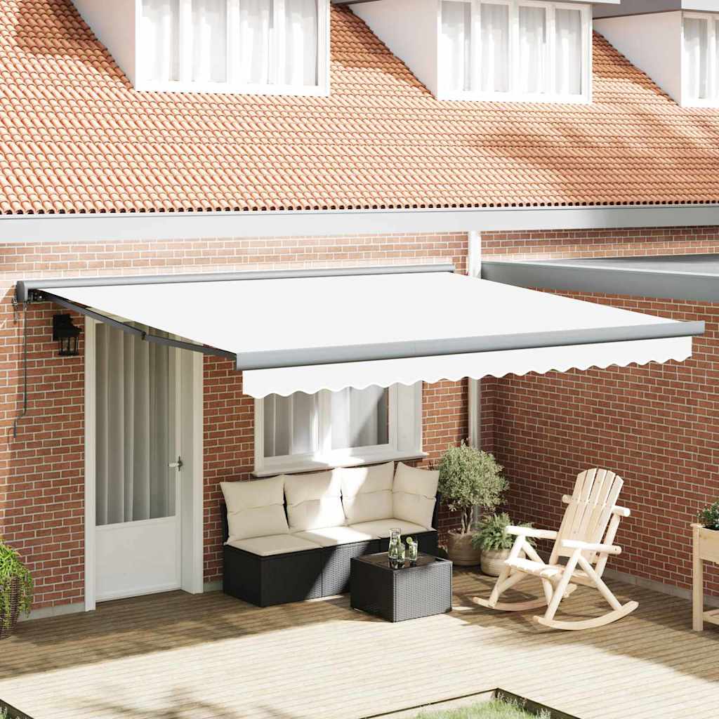 Retractable Awning Manual White 400 x 300 cm Fabric, Metal
