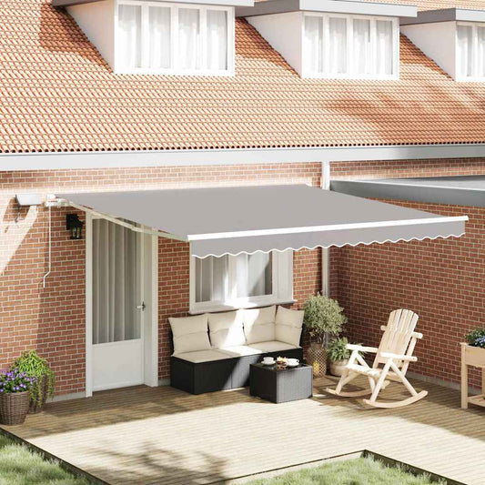 Retractable Awning with Manual Light grey 400 x 300 cm Fabric