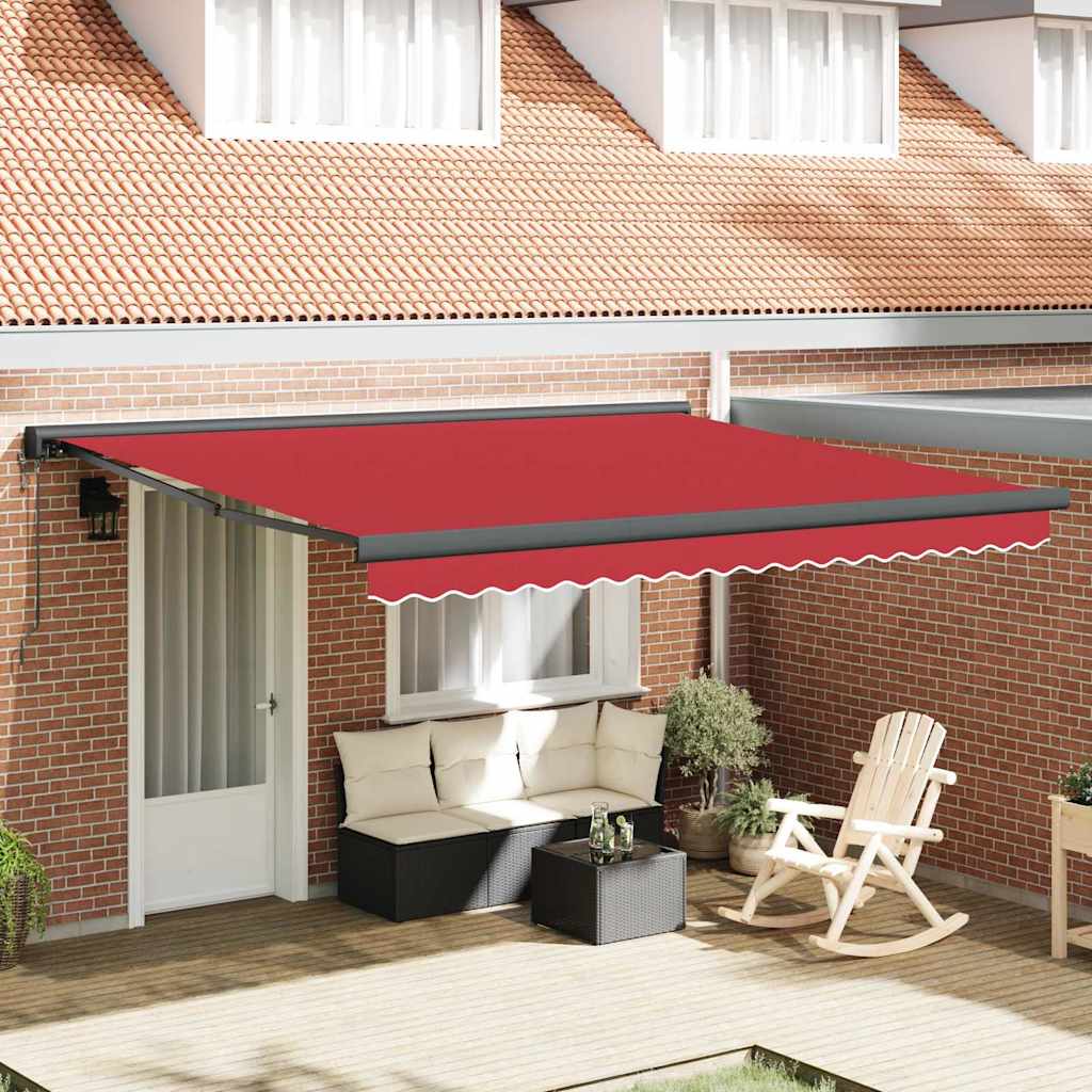 Retractable Awning Manual Red 400 x 300 cm Fabric, Metal