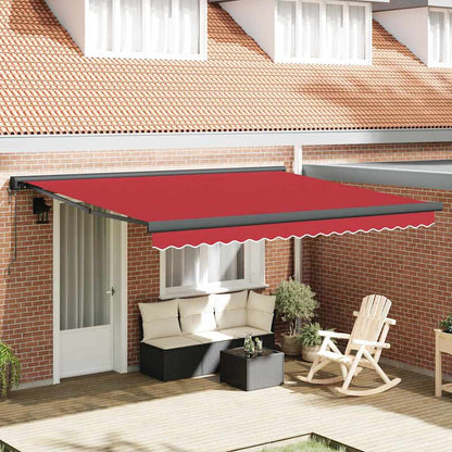 Retractable Awning Manual Red 400 x 300 cm Fabric, Metal