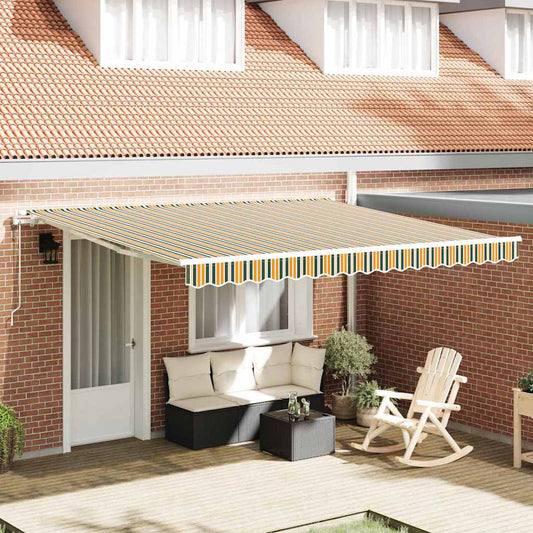 Retractable Awning 400 x 300 cm Green and yellow