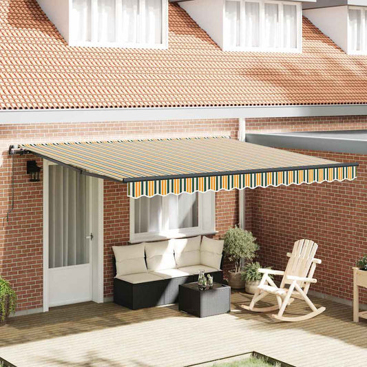 Retractable Awning Manual Green and yellow 400 x 300 cm Fabric