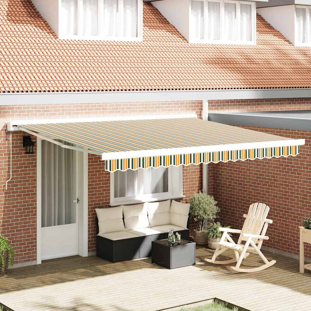 Retractable Awning Green and Yellow 400 x 300 cm