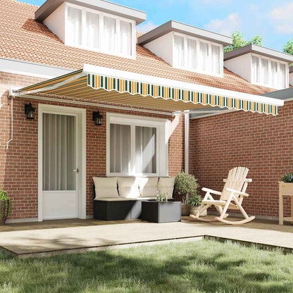 Retractable Awning Green and Yellow 400 x 300 cm