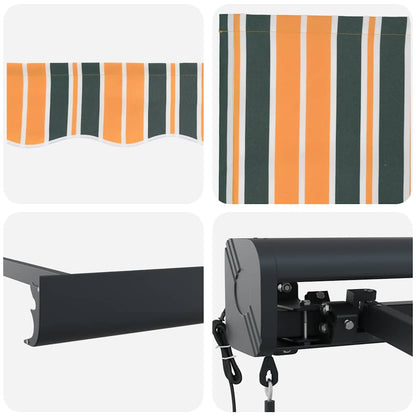 Retractable Awning Green and yellow 400 x 300 cm Fabric, Metal
