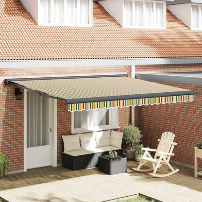 Retractable Awning Green and yellow 400 x 300 cm Fabric, Metal