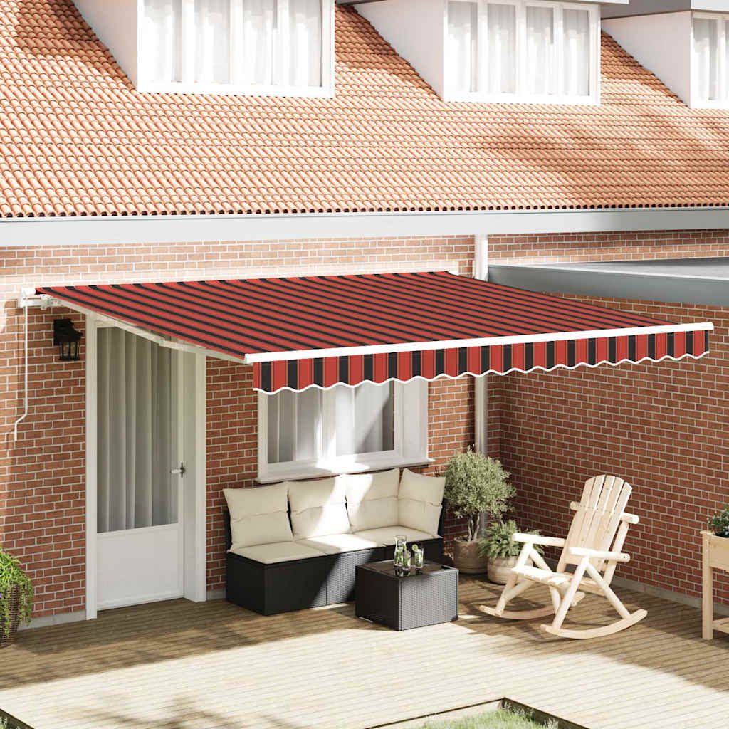 Retractable Awning Orange and brown 400 x 350 cm Polyester
