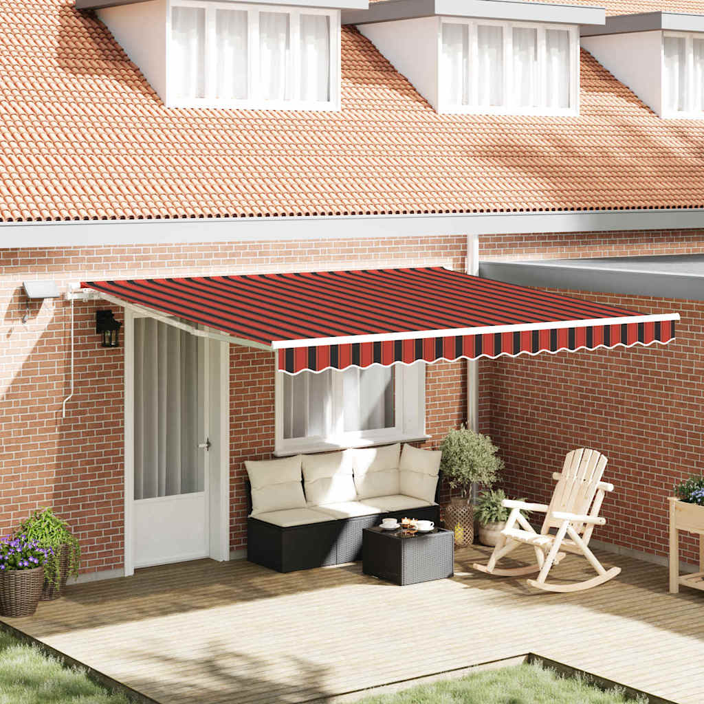 Retractable Awning with Orange and brown 400 x 350 cm Fabric