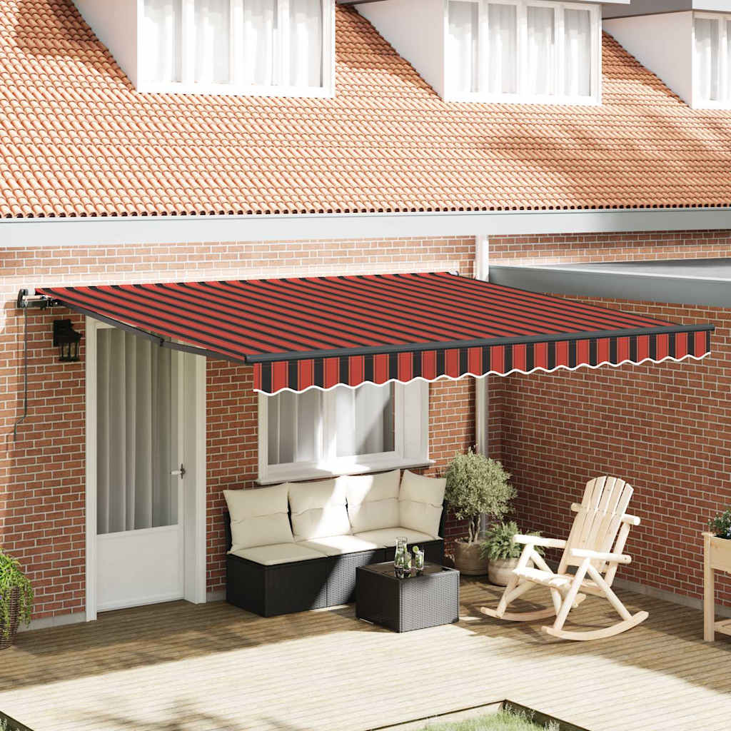 Retractable Awning Manual Orange and brown 400 x 350 cm Fabric