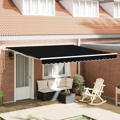 Retractable Awning Black 400 x 350 cm Polyester