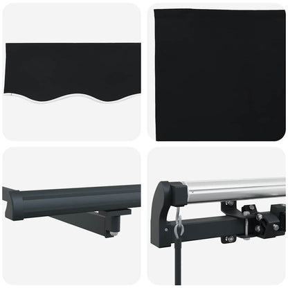 Awning Manual Black 400 x 350 cm Fabric