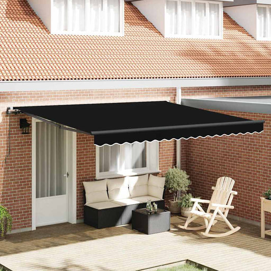 Awning Manual Black 400 x 350 cm Fabric