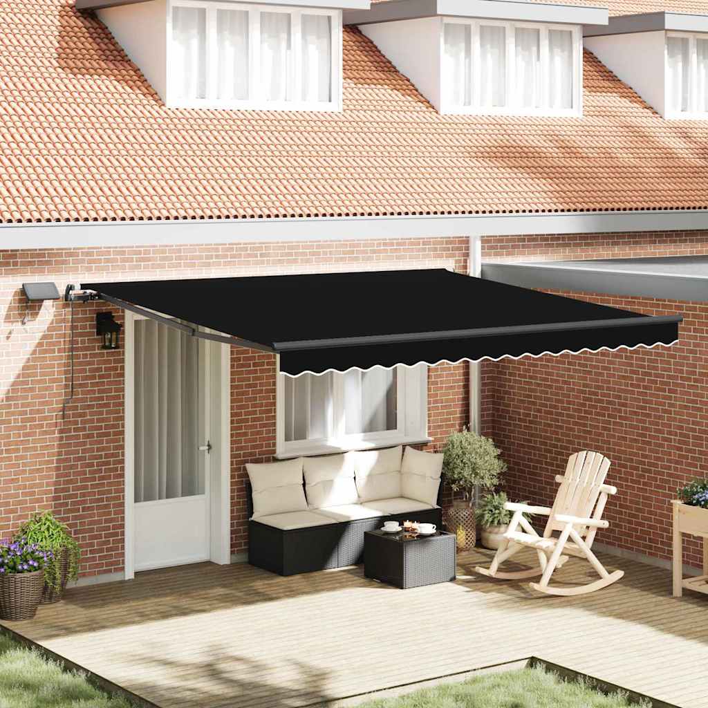 Retractable Awning Manual Black 400 x 350 cm Fabric