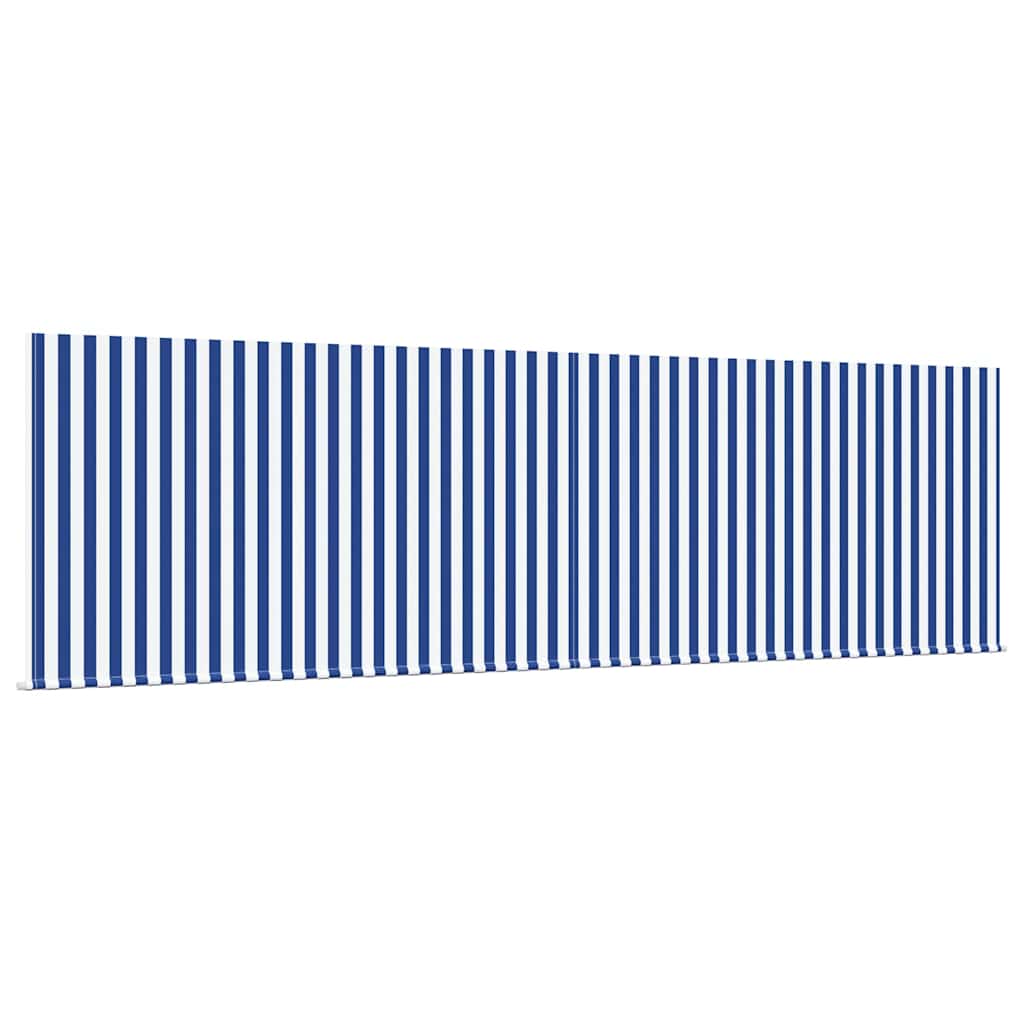 Retractable Awning Manual Blue and white 450 x 300 cm Fabric