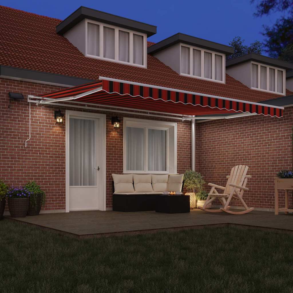 Retractable Awning with Orange and brown 450 x 300 cm Fabric