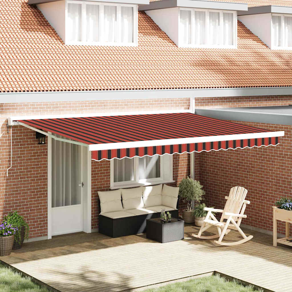 Retractable Awning Orange and brown 450 x 300 cm Fabric, Metal