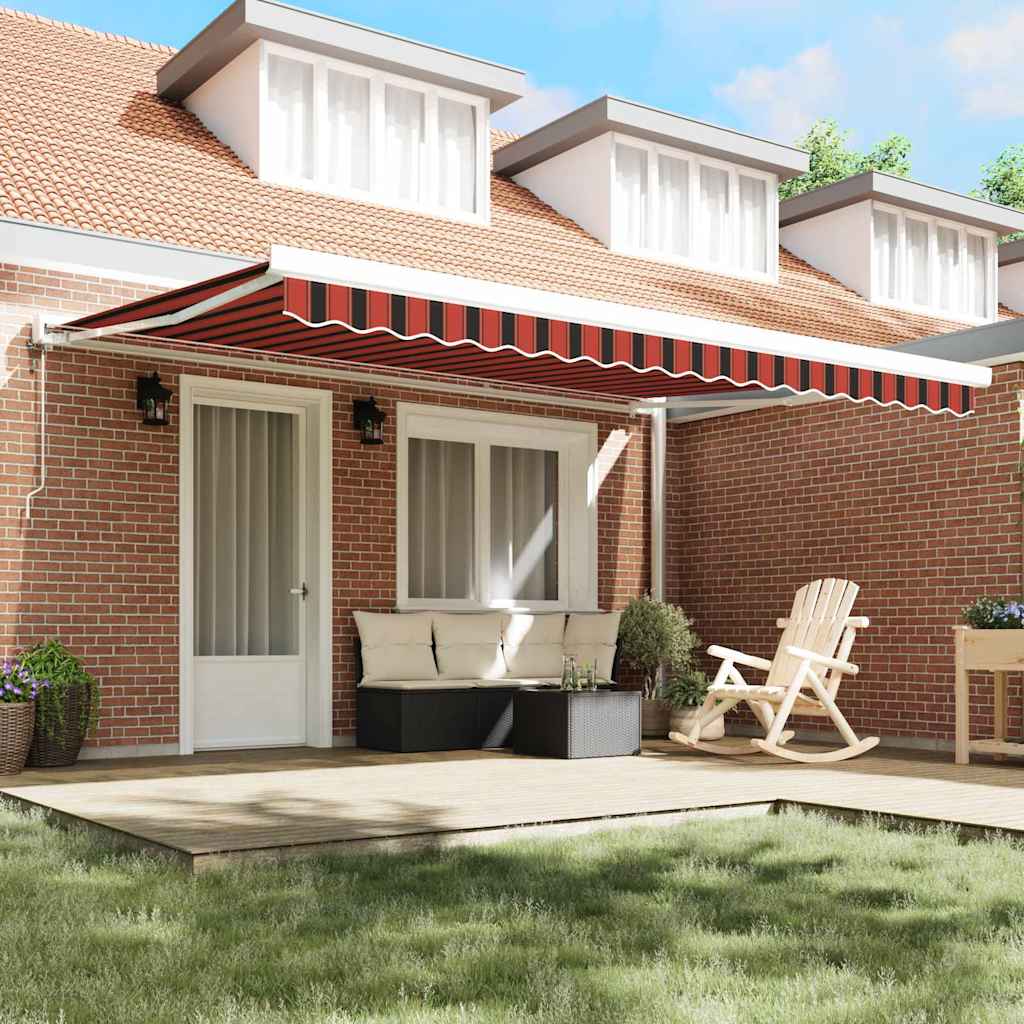 Retractable Awning Orange and brown 450 x 300 cm Fabric, Metal
