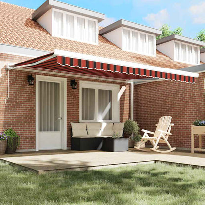 Retractable Awning Orange and brown 450 x 300 cm Fabric, Metal