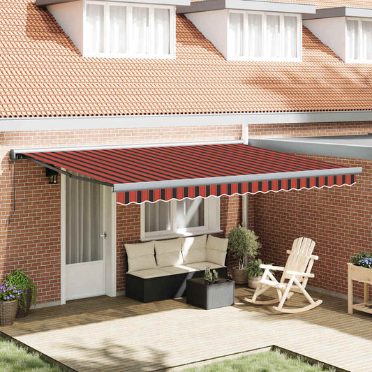 Retractable Awning Orange and brown 450 x 300 cm Fabric, Metal