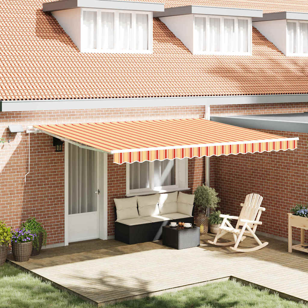 Retractable Awning with Yellow and orange 450 x 300 cm Fabric