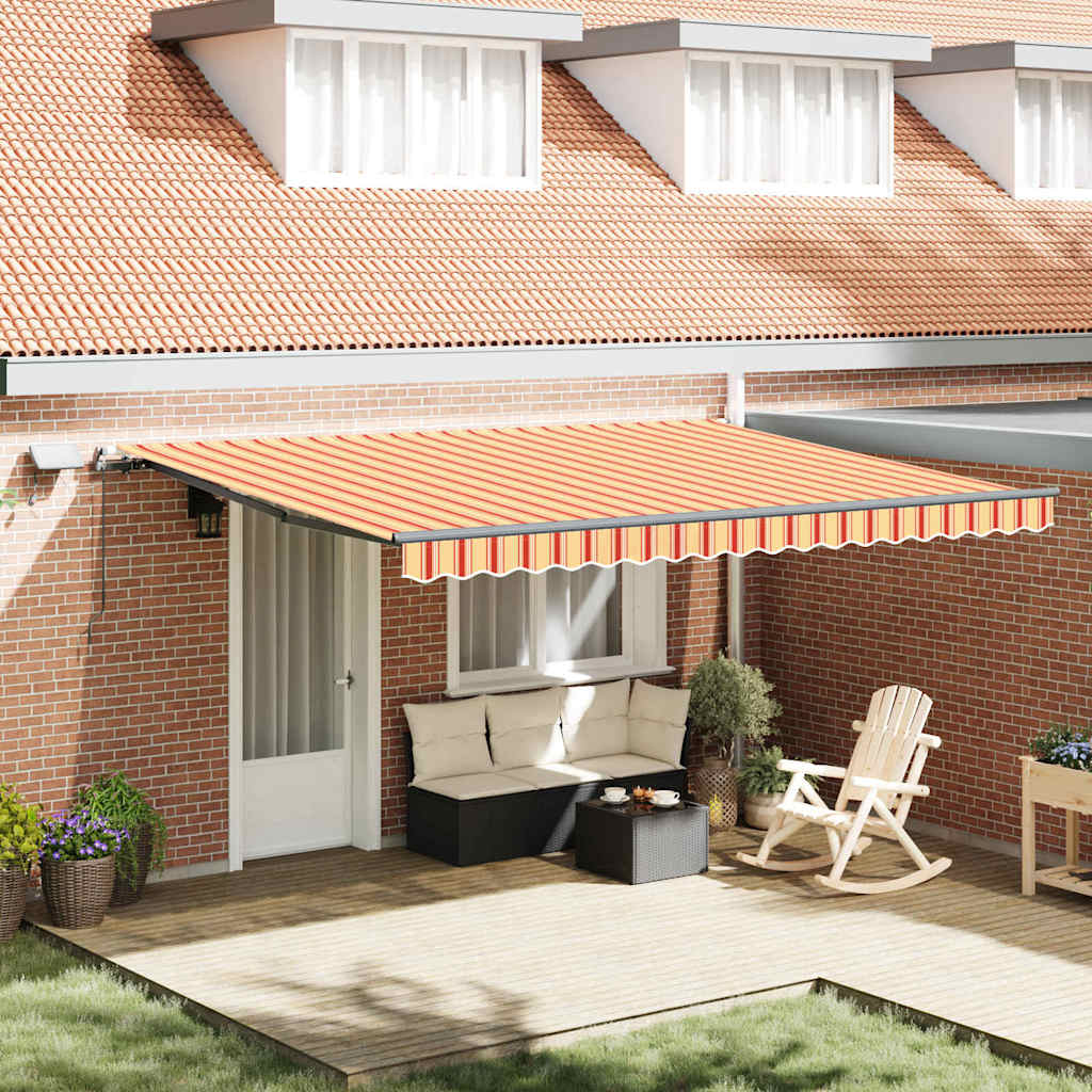 Retractable Awning Manual Yellow and orange 450 x 300 cm Fabric